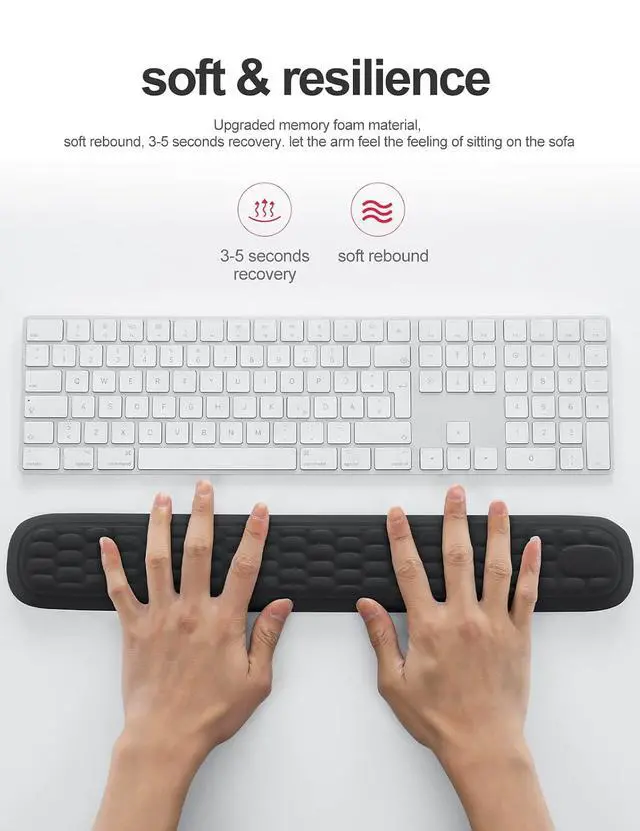Alt view image 5 of 7 - Wrist Rest Set Keyboard and Mouse Wrist Rest, Ergonomic Gel Pad for Desk, Memory Foam Support for Office, Gaming, Computer, Laptop, Mac - Black