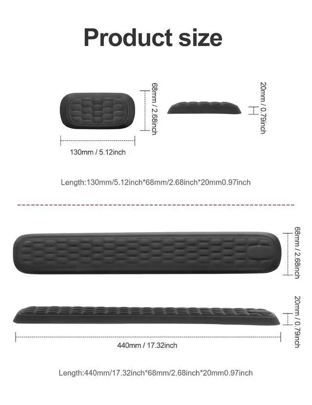 Alt view image 7 of 7 - Wrist Rest Set Keyboard and Mouse Wrist Rest, Ergonomic Gel Pad for Desk, Memory Foam Support for Office, Gaming, Computer, Laptop, Mac - Black