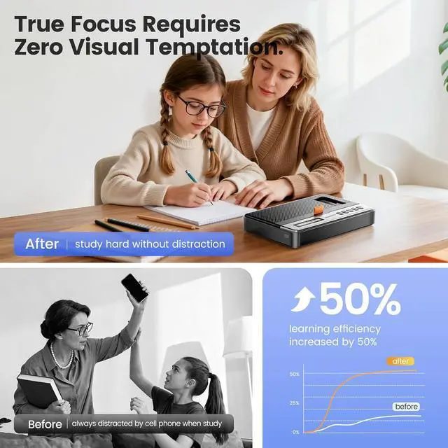 Alt view image 4 of 7 - Phone Lock Box with Timer, Bluetooth Connection, 99-Hour Lock | Fits Most Phones up to 6.9 in, Emergency Unlock Option, Build Focus & Self-Discipline for Study/Home/Office