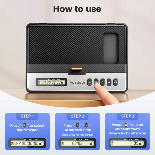 Alt view image 6 of 7 - Phone Lock Box with Timer, Bluetooth Connection, 99-Hour Lock | Fits Most Phones up to 6.9 in, Emergency Unlock Option, Build Focus & Self-Discipline for Study/Home/Office