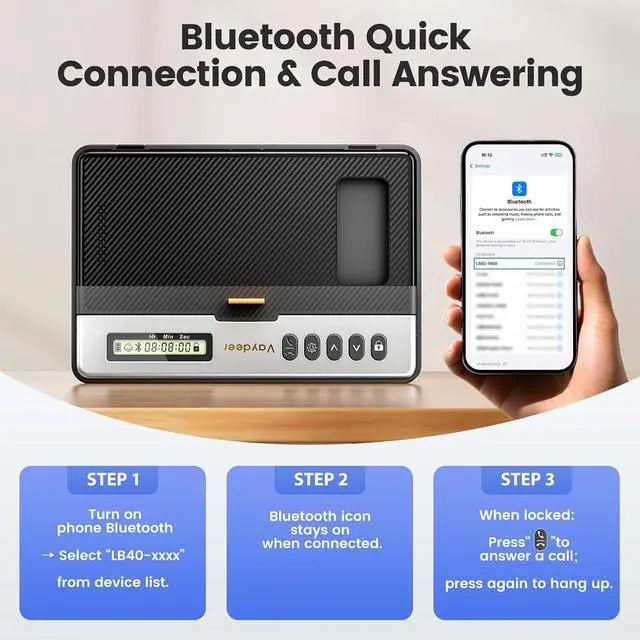 Alt view image 7 of 7 - Phone Lock Box with Timer, Bluetooth Connection, 99-Hour Lock | Fits Most Phones up to 6.9 in, Emergency Unlock Option, Build Focus & Self-Discipline for Study/Home/Office