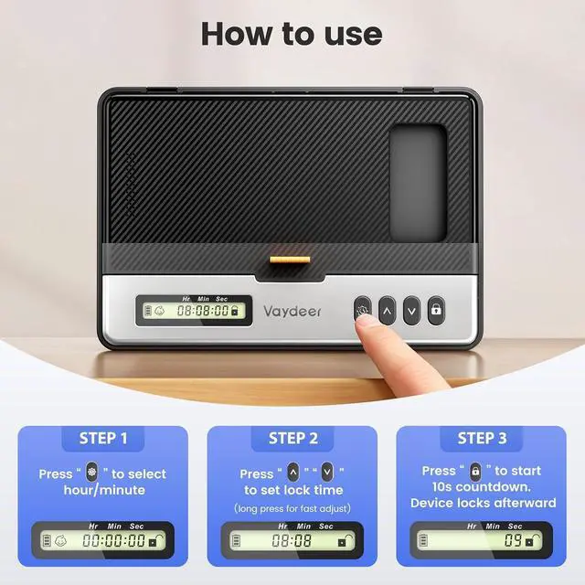 Alt view image 7 of 7 - Phone Lock Box with Timer, 99-Hour Lock | Up to 80-Day Use and 150-Day Standby, Fits Most Phones up to 6.9 in, Emergency Unlock Option, Study and Work
