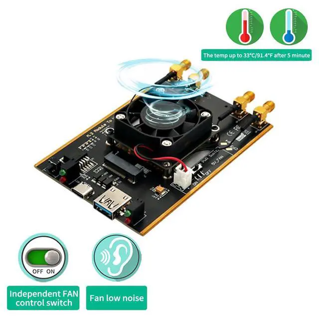 Alt view image 3 of 7 - 5G NGFF M.2 Key B to USB 3.0 Module Adapter Card with Auxiliary Power Cooling Fan Support 3042/3052 Card for 5G 4G LTE GSM Modem