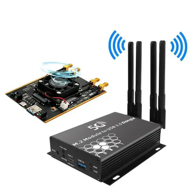 Alt view image 6 of 7 - 5G NGFF M.2 Key B to USB 3.0 Module Adapter Card with Auxiliary Power Cooling Fan Support 3042/3052 Card for 5G 4G LTE GSM Modem