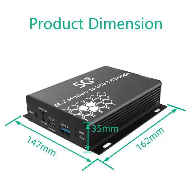 Alt view image 7 of 7 - 5G NGFF M.2 Key B to USB 3.0 Module Adapter Card with Auxiliary Power Cooling Fan Support 3042/3052 Card for 5G 4G LTE GSM Modem