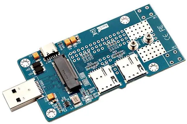 Main image of M.2 NGFF Key B to USB 3.0 Adapter with Auxiliary Power and Dual Nano SIM Card Slot for 3G/4G/5G Module