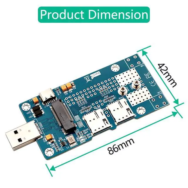 Alt view image 4 of 7 - M.2 NGFF Key B to USB 3.0 Adapter with Auxiliary Power and Dual Nano SIM Card Slot for 3G/4G/5G Module