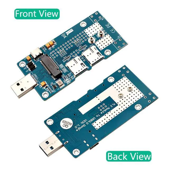 Alt view image 5 of 7 - M.2 NGFF Key B to USB 3.0 Adapter with Auxiliary Power and Dual Nano SIM Card Slot for 3G/4G/5G Module