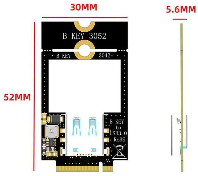 Alt view image 2 of 7 - WWAN 4G Network Module Adapter M.2 B Key to USB/Dual TF Expansion Card Support for 3042 3052 (M.2 B-Key to USB3.0)