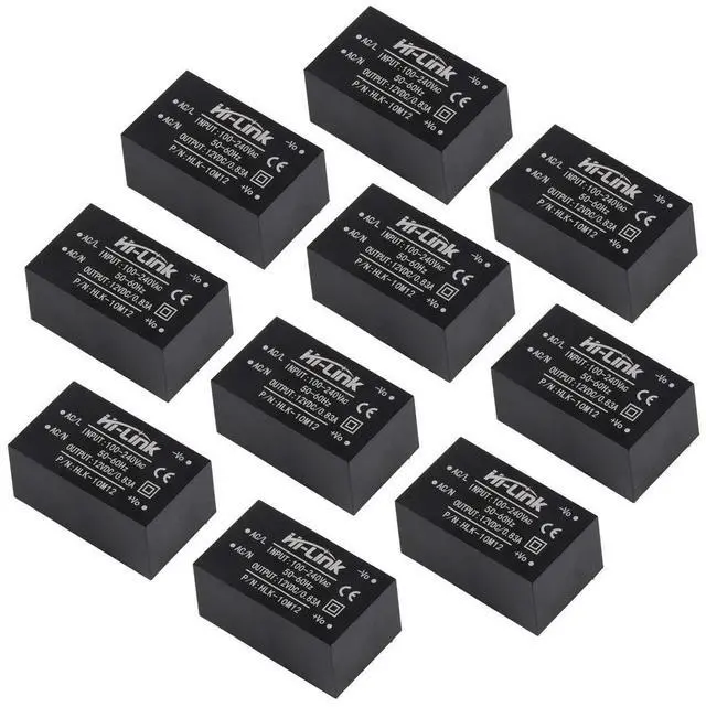 Main image of 10pcs Mini Step-Down Power Supply Intelligent Household Switch Power Module HLK-PM01 HLK-5M05 10M05 HLK-2M05 AC DC 220V to 5V/3.3V/12V (HLK-10M12 12V 10W)