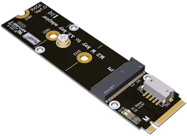 Main image of M.2 M/E Key Network Riser Adapter Compatible with Intel AX210 M.2 NVMe 2260 2280 Wireless Blueandtooth WiFi Network Card (R45S-01)