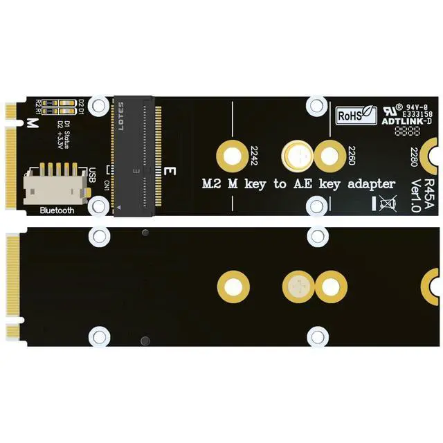 Alt view image 3 of 4 - M.2 M/E Key Network Riser Adapter Compatible with Intel AX210 M.2 NVMe 2260 2280 Wireless Blueandtooth WiFi Network Card (R45S-01)