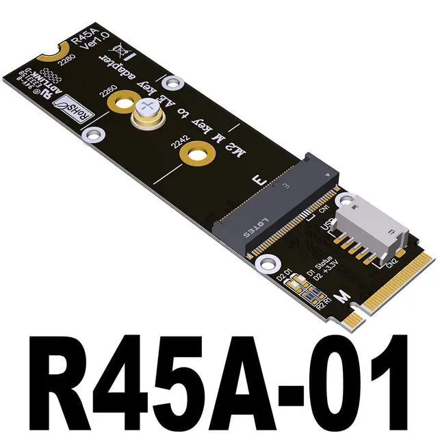 Alt view image 2 of 4 - M.2 M/E Key Network Riser Adapter Compatible with Intel AX210 M.2 NVMe 2260 2280 Wireless Blueandtooth WiFi Network Card (R45S-01)