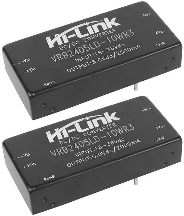 Main image of 24V to 5V 10W 2000mA DC to DC Isolated Power Module 5v/12v/15v/24v DCDC Switching Power Module (10D2405B,2 Pcs)