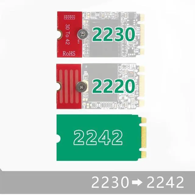 Alt view image 2 of 7 - NGFF NVME M2 M2PLUS 2230 to 2280 Adapter Card 2230, 2242, 2260, 2280 Extended Transfer Long Size Change for M.2 U.2 M3 M.3 SSD (1Piece) (Pack of 3)