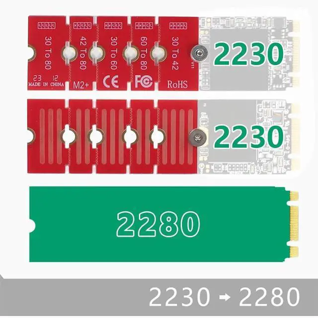Alt view image 6 of 7 - NGFF NVME M2 M2PLUS 2230 to 2280 Adapter Card 2230, 2242, 2260, 2280 Extended Transfer Long Size Change for M.2 U.2 M3 M.3 SSD (1Piece) (Pack of 3)