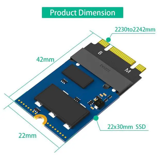 Alt view image 7 of 7 - M.2 NVME M-Key B+M 2230 to 2242 SATA-Bus SSD Extension Adapter Card Compatible with ThinkPad X270 X280 T470 T480 L480 T580 Serials (2230 to 2242) (Pack of 2)
