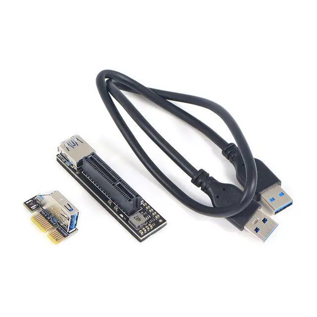 Alt view image 4 of 7 - Add On PCI Express X1 to X4 USB 3.0 Adapter Raiser Extender PCIE Riser Card USB3.0 PCI-E SATA Expansion Card
