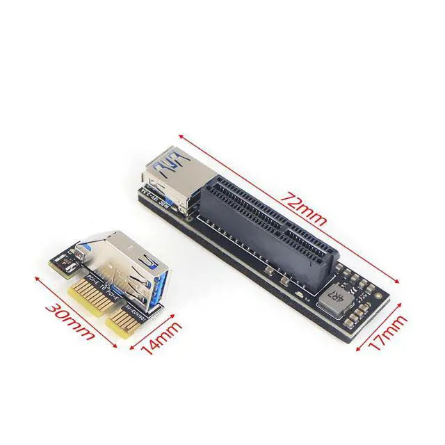 Alt view image 6 of 7 - Add On PCI Express X1 to X4 USB 3.0 Adapter Raiser Extender PCIE Riser Card USB3.0 PCI-E SATA Expansion Card