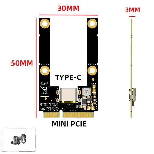 Alt view image 3 of 7 - Mini PCI to TF/USB-C Adapter Card Support for Laptop Card Reader Supports Half-Height Full-Height Application (MINI PCI-E to USB-C)