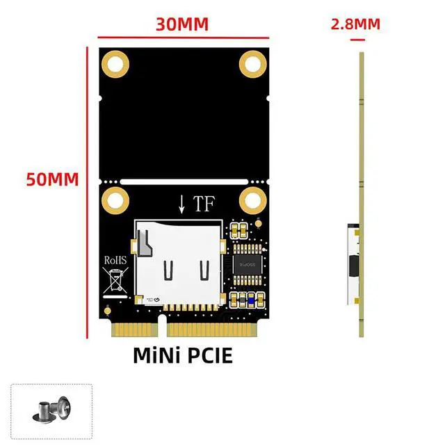 Alt view image 2 of 7 - Mini PCI to TF/USB-C Adapter Card Support for Laptop Card Reader Supports Half-Height Full-Height Application (MINI PCI-E to Single TF)