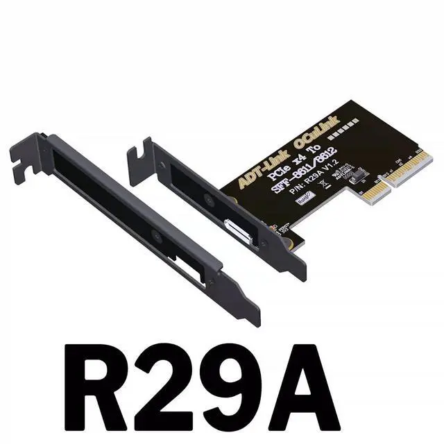 Alt view image 2 of 6 - ADT-R29A PCIe4.0 x4 to SFF-8611/8612 OCuLink Adapter Card 64Gbps with Half and Full Height Baffle Support Chassis External