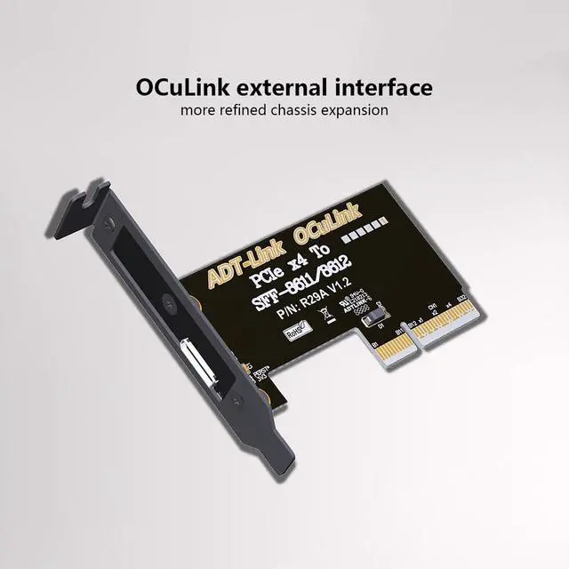 Alt view image 5 of 6 - ADT-R29A PCIe4.0 x4 to SFF-8611/8612 OCuLink Adapter Card 64Gbps with Half and Full Height Baffle Support Chassis External