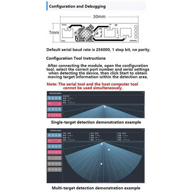 Alt view image 4 of 7 - HLK-LD2453 24G Multi-Target Human Motion Trajectory Radar Module Millimeter-Wave Sensor Single-Transmitter, Dual-Receiver via Serial Communication (Module Test Kit)