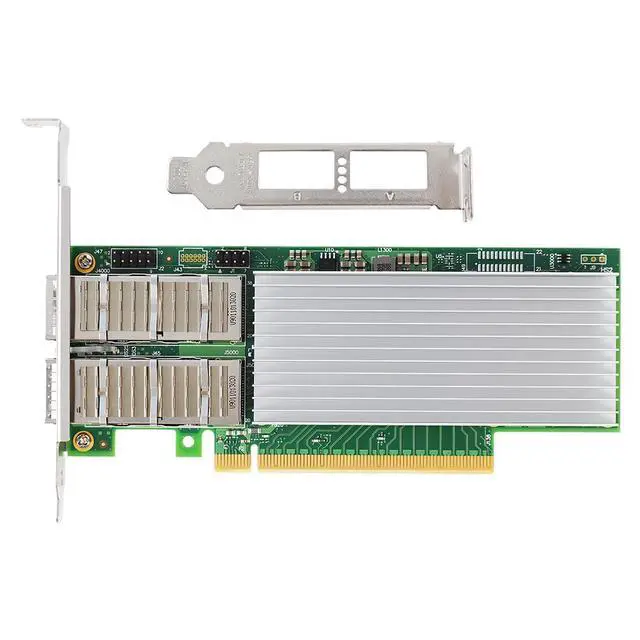 Alt view image 2 of 7 - PCIe4.0 x16 to 2Port QSFP28 Network Card 100G Fiber Module Adapter E810-CQDA2