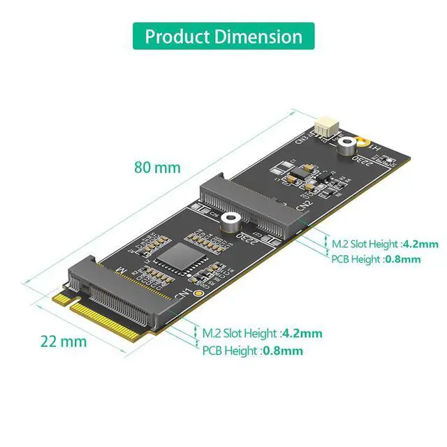 Alt view image 3 of 7 - M.2 MKey to M.2 Key-E Wi Fi + MKey 2230 Dual Slot Adapter Card Compatible with Bluetooth,NVMe,PCIe Bus