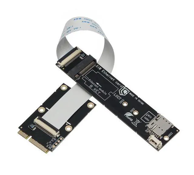 Main image of Mini PCIE to M.2 BKey Adapter Card with SIM Card Slot Supports PCIe & USB Signal Compatible with 30x42/30x52 mm Module (Not for mSATA)