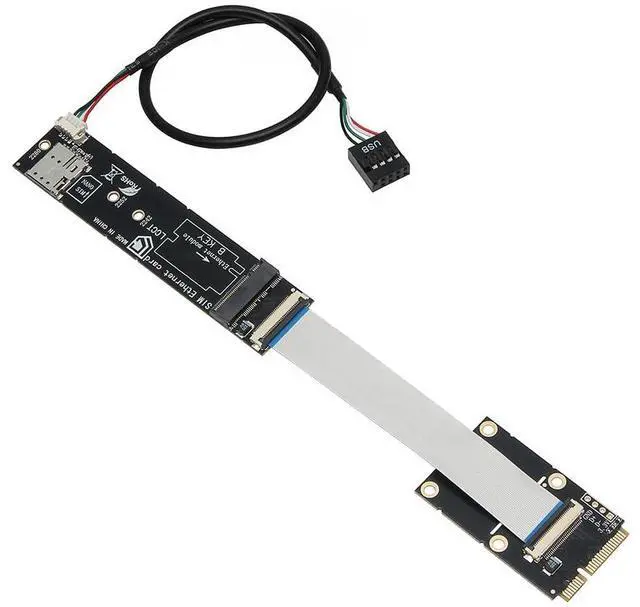 Alt view image 6 of 6 - Mini PCIE to M.2 BKey Adapter Card with SIM Card Slot Supports PCIe & USB Signal Compatible with 30x42/30x52 mm Module (Not for mSATA)