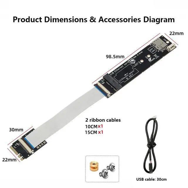 Alt view image 2 of 6 - M.2 A+E Key to M.2 B-Key Adapter Card with SIM Card Slot Supports PCIe & USB Signal Compatible with 30x42 30x52mm Module (Not for M.2 SSD)