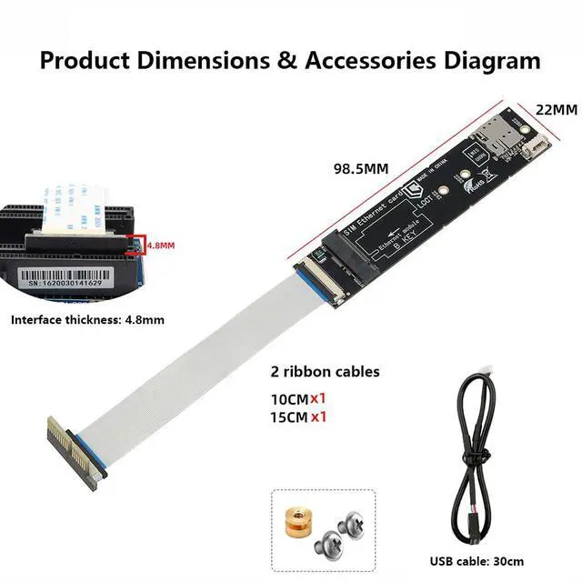 Alt view image 2 of 7 - PCI-E x1 to M.2 B-Key Adapter Card with SIM Card Slot Supports PCIe & USB Signal No Driver Required Compatible with 30x42 30x52mm Modules
