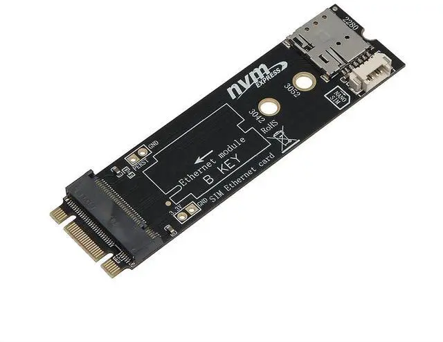 Main image of M.2 B Key to M.2 NGFF MKey/BKey Adapter Board for 4G/5G Modules PCIe Protocol, SIM Slot Support 3042/3052
