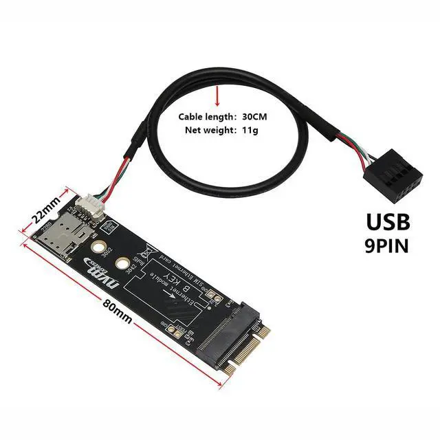 Alt view image 4 of 7 - M.2 B Key to M.2 NGFF MKey/BKey Adapter Board for 4G/5G Modules PCIe Protocol, SIM Slot Support 3042/3052