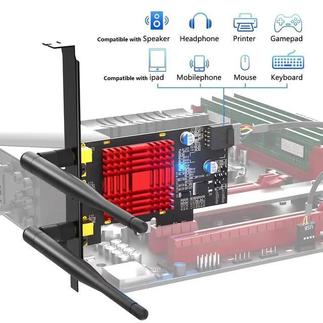 Alt view image 4 of 7 - M.2 NGFF Key A to PCIe 1x Adapter Card Wi Fi Module Extension Support 3160, 3165, 7260, 7265, 8260, 8265, 9260, AX200, AX210 Module