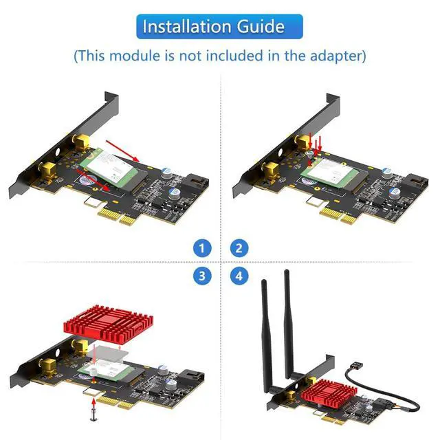 Alt view image 5 of 7 - M.2 NGFF Key A to PCIe 1x Adapter Card Wi Fi Module Extension Support 3160, 3165, 7260, 7265, 8260, 8265, 9260, AX200, AX210 Module