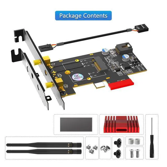 Alt view image 7 of 7 - M.2 NGFF Key A to PCIe 1x Adapter Card Wi Fi Module Extension Support 3160, 3165, 7260, 7265, 8260, 8265, 9260, AX200, AX210 Module