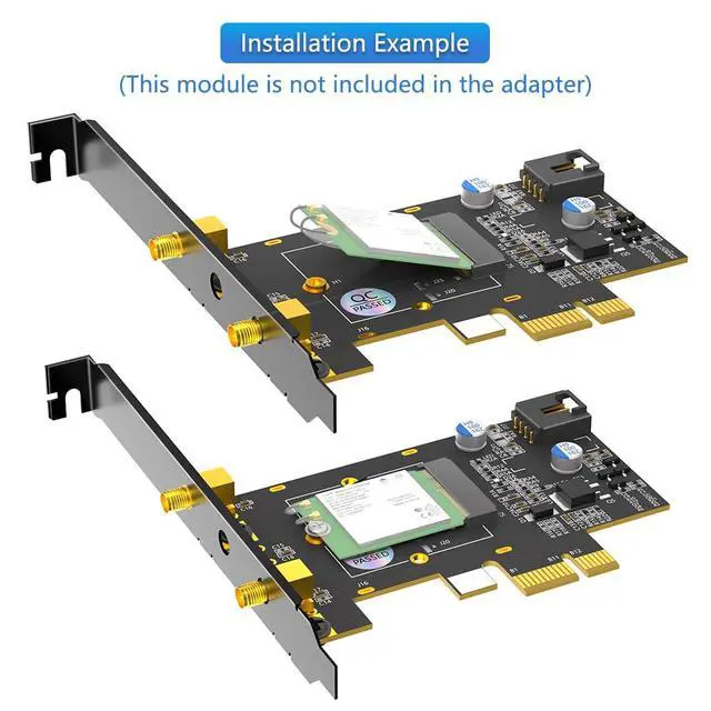 Alt view image 6 of 7 - M.2 NGFF Key A to PCIe 1x Adapter Card Wi Fi Module Extension Support 3160, 3165, 7260, 7265, 8260, 8265, 9260, AX200, AX210 Module