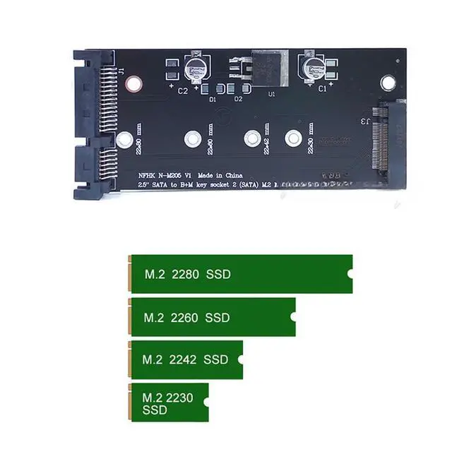 Alt view image 2 of 6 - 2.5" NGFF M2 to SATA3 M2 Key B-M SSD Adapter Card 6G for M.2 NGFF 2230 2242 2260 2280 SSD
