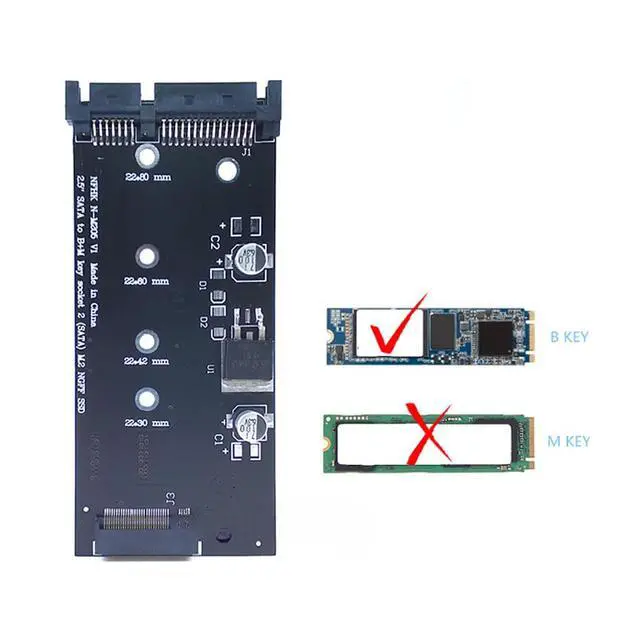 Alt view image 6 of 6 - 2.5" NGFF M2 to SATA3 M2 Key B-M SSD Adapter Card 6G for M.2 NGFF 2230 2242 2260 2280 SSD