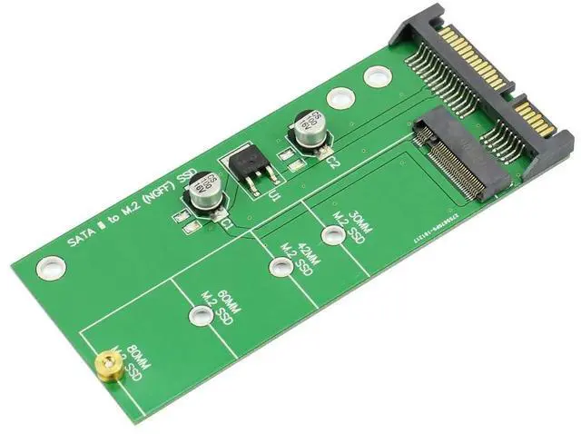 Main image of SATA 3 to M.2 (NGFF) SSD 7+5 Pin Connector Converter Adapter Card M2 to SATA III Expansion Card B Key Support 30/42/60/80mm (Green)