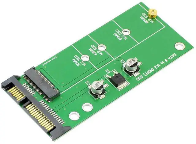 Alt view image 2 of 6 - SATA 3 to M.2 (NGFF) SSD 7+5 Pin Connector Converter Adapter Card M2 to SATA III Expansion Card B Key Support 30/42/60/80mm (Green)