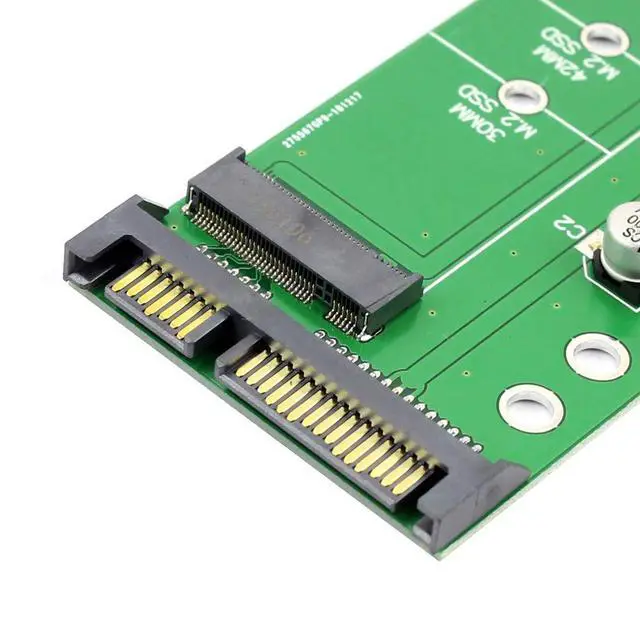 Alt view image 4 of 6 - SATA 3 to M.2 (NGFF) SSD 7+5 Pin Connector Converter Adapter Card M2 to SATA III Expansion Card B Key Support 30/42/60/80mm (Green)