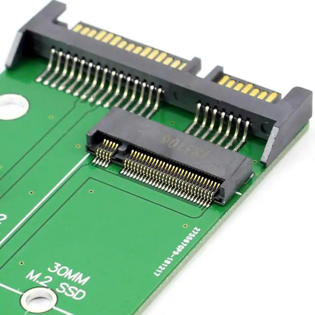 Alt view image 5 of 6 - SATA 3 to M.2 (NGFF) SSD 7+5 Pin Connector Converter Adapter Card M2 to SATA III Expansion Card B Key Support 30/42/60/80mm (Green)