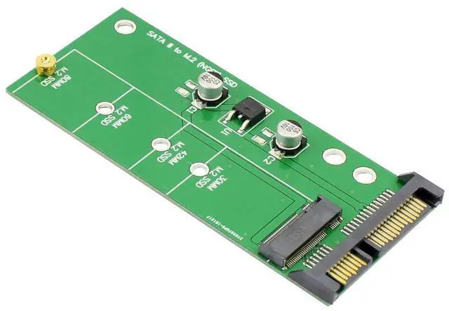 Alt view image 6 of 6 - SATA 3 to M.2 (NGFF) SSD 7+5 Pin Connector Converter Adapter Card M2 to SATA III Expansion Card B Key Support 30/42/60/80mm (Green)
