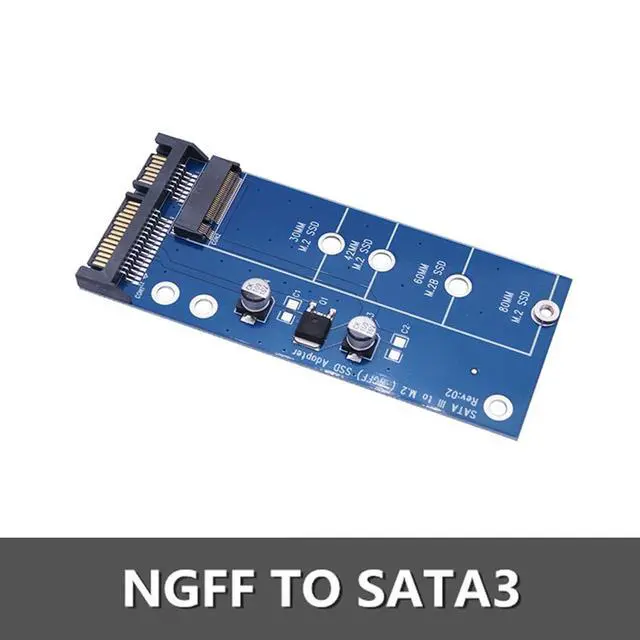 Alt view image 2 of 5 - SATA 3 to M.2 (NGFF) SSD 7+5 Pin Connector Converter Adapter Card M2 to SATA III Expansion Card B Key Support 30/42/60/80mm (Blue)
