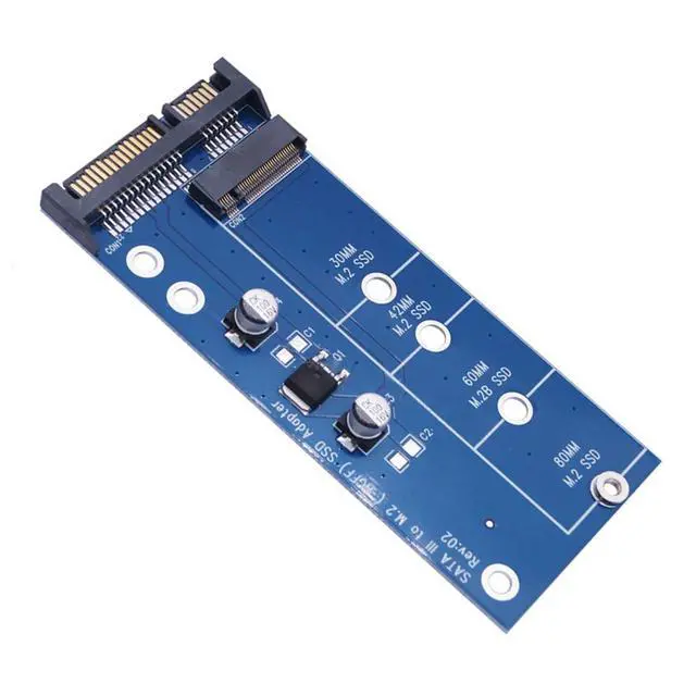 Alt view image 3 of 5 - SATA 3 to M.2 (NGFF) SSD 7+5 Pin Connector Converter Adapter Card M2 to SATA III Expansion Card B Key Support 30/42/60/80mm (Blue)
