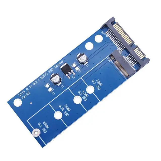 Alt view image 5 of 5 - SATA 3 to M.2 (NGFF) SSD 7+5 Pin Connector Converter Adapter Card M2 to SATA III Expansion Card B Key Support 30/42/60/80mm (Blue)